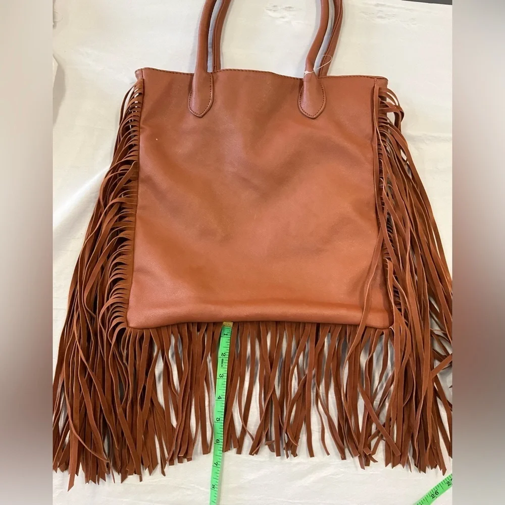 Brown Fringe Boho Tote Bag Western Cowgirl Festival Shoulder Bag Faux Leather